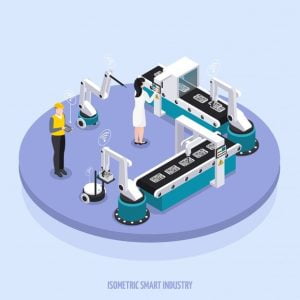 Isometric Smart Industry platform two workers